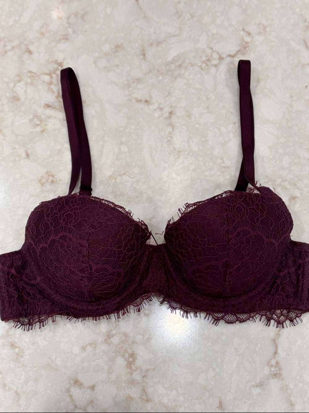 Victoria's Secret Lace Balconette Bra in Burgundy